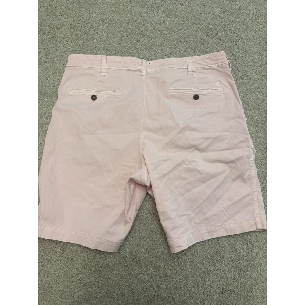 VTG Y2K American Eagle Preppy Pink Chino Shorts Extreme Flex Size 38 X 9